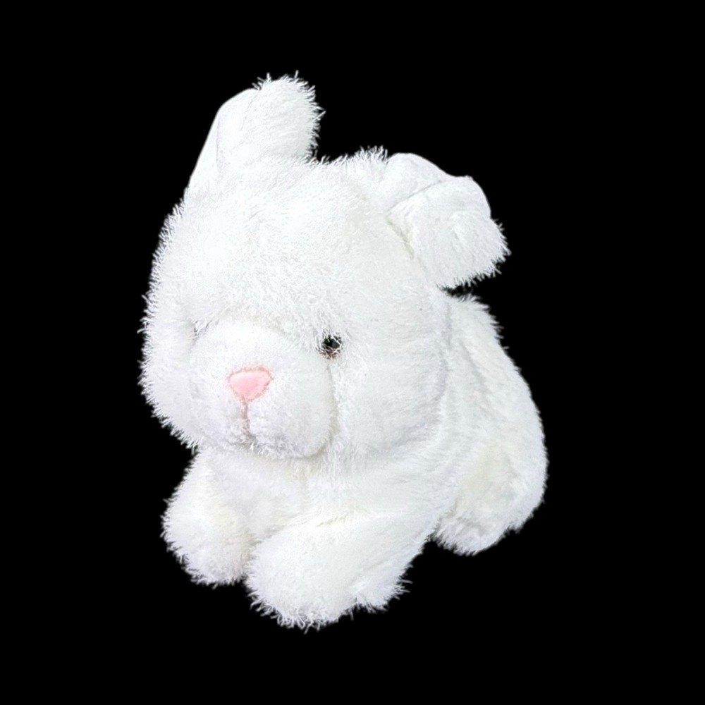 Walmart White Bunny Pink Nose Plush Rabbit 6″ Sitting Easter Stuffed Animal‎